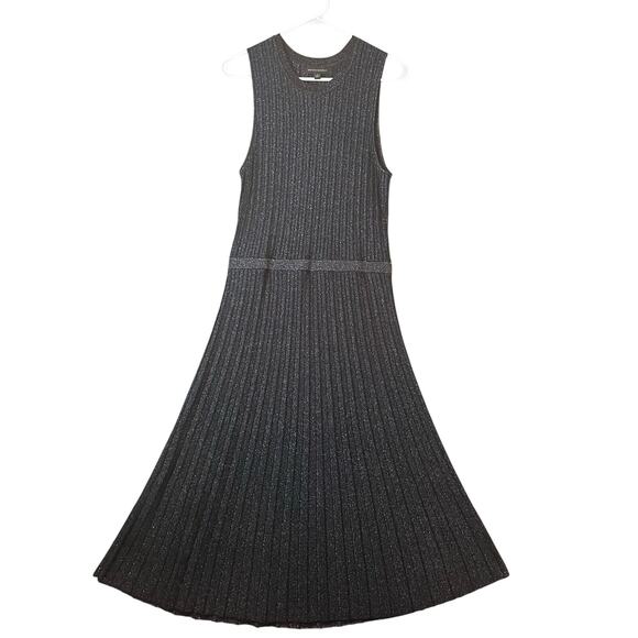 Banana Republic Lustro Metallic Sweater‎ Dress Navy Metallic Stripes Medium New - Picture 1 of 9